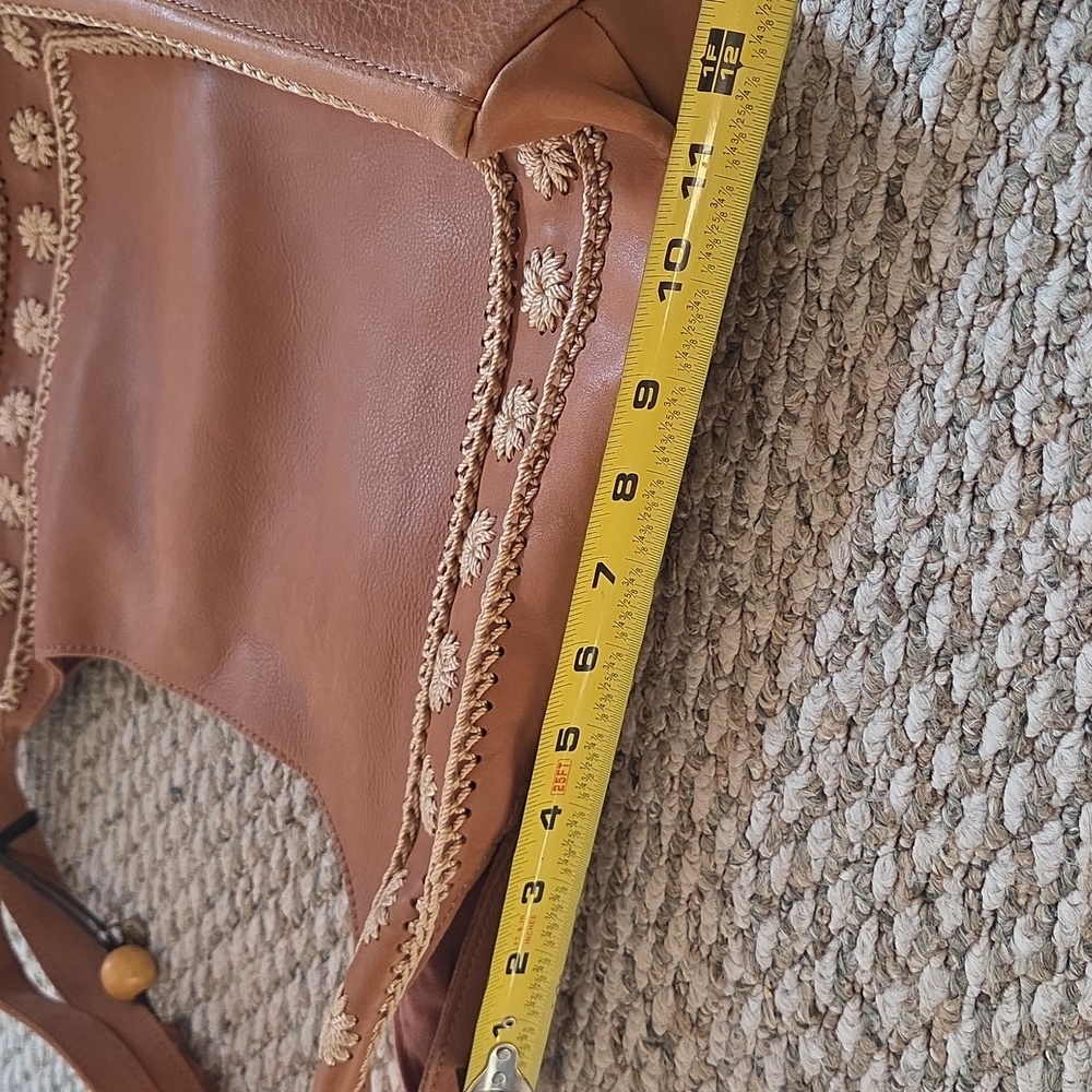 The Sak Leather Floral Embroidered Brown Shoulder Bag - Picture 10 of 11
